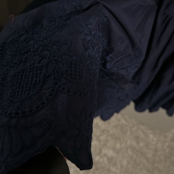 NWT JASON WU Navy Blue Maxi Embroidered Dress - Picture 7 of 8